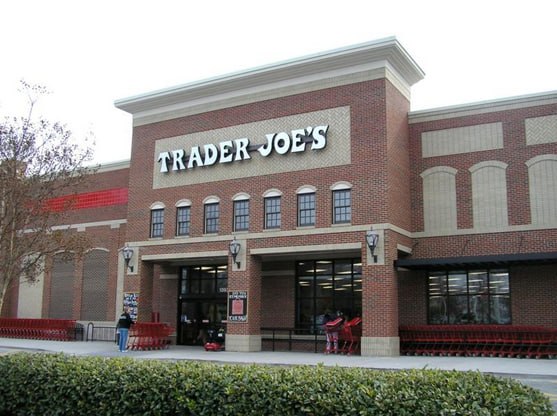 Trader Joe's grocery store entrance with striped awning